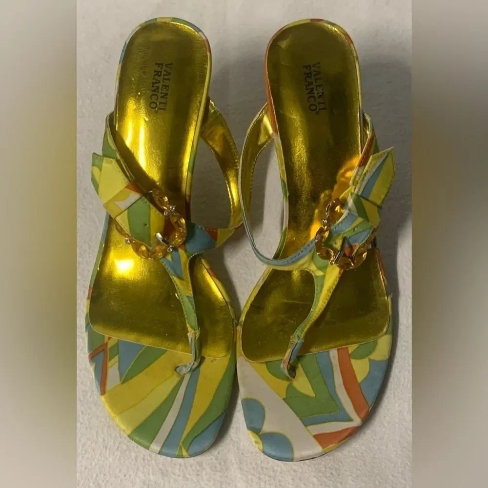 Valenti Franco Womens Nelly Jeweled Open Toe Multicolor Strappy Sandals Sz 8.5 M
